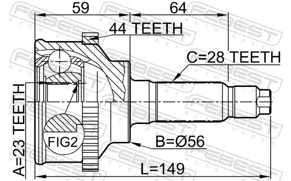 Handler.Part Joint, drive shaft FEBEST 0510018A44 2