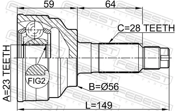 Handler.Part Joint, drive shaft FEBEST 0510018 2