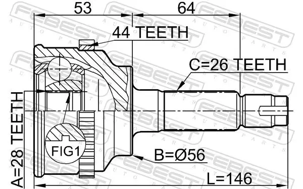 Handler.Part Joint, drive shaft FEBEST 0510034A44 2