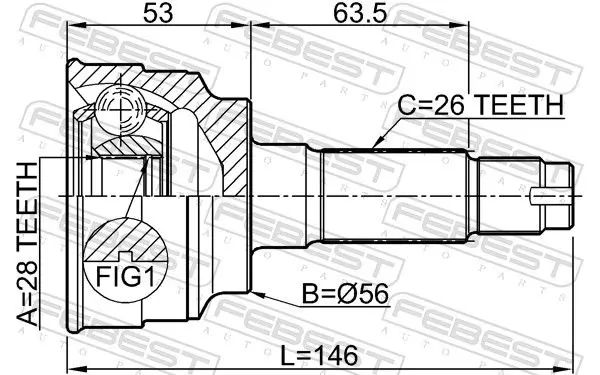 Handler.Part Joint, drive shaft FEBEST 0510034 2