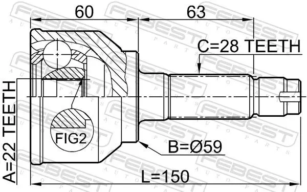 Handler.Part Joint, drive shaft FEBEST 0510042 2