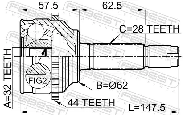 Handler.Part Joint, drive shaft FEBEST 0510044A44 2