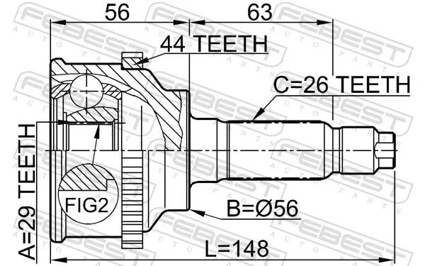 Handler.Part Joint, drive shaft FEBEST 0510045A44 2