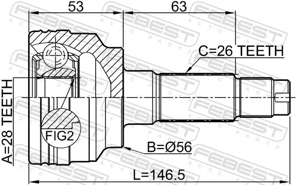 Handler.Part Joint, drive shaft FEBEST 0510323BJ 2