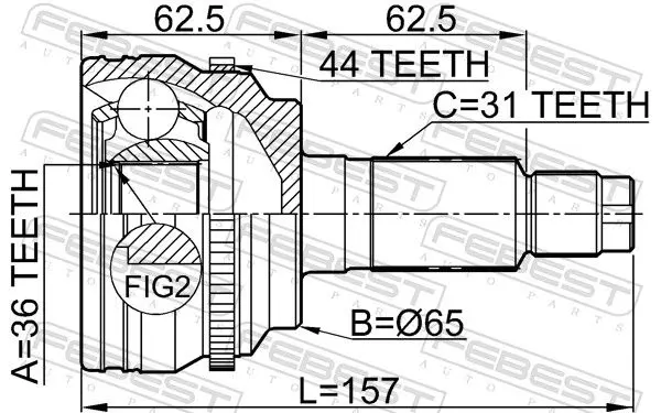 Handler.Part Joint, drive shaft FEBEST 0510CX7A44 2