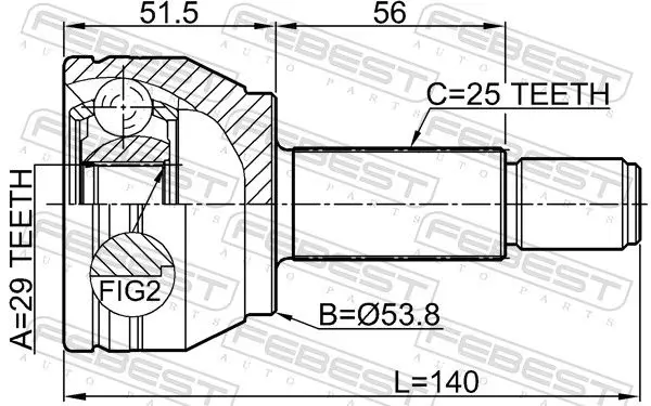 Handler.Part Joint kit, drive shaft FEBEST 0510M2 2