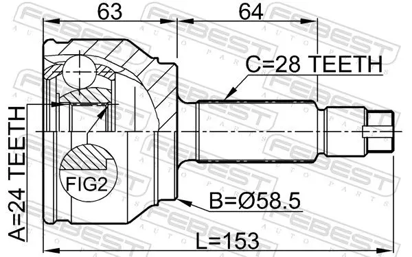 Handler.Part Joint, drive shaft FEBEST 0510MZ5 2