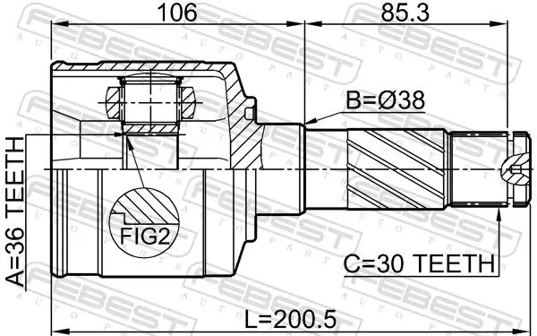 Handler.Part Joint, drive shaft FEBEST 0511BT50RH 2