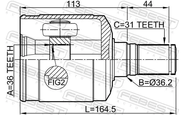 Handler.Part Joint, drive shaft FEBEST 0511CX7LH 2