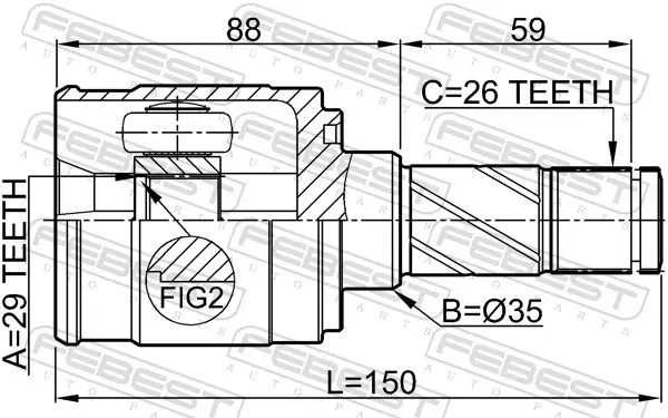 Handler.Part Joint, drive shaft FEBEST 0511M2ATLH 2