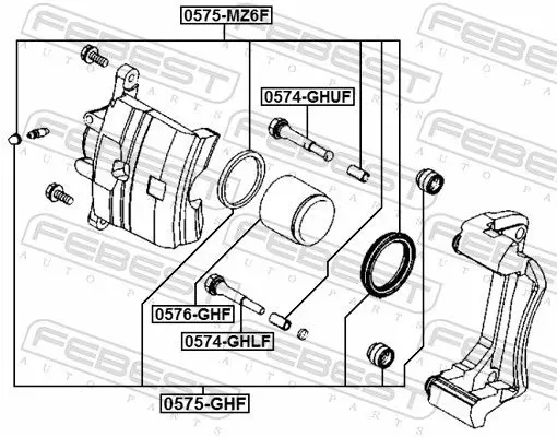 Handler.Part Repair kit, brake caliper FEBEST 0575GHF 2