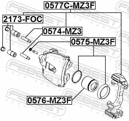 Handler.Part Repair kit, brake caliper FEBEST 0575MZ3F 2