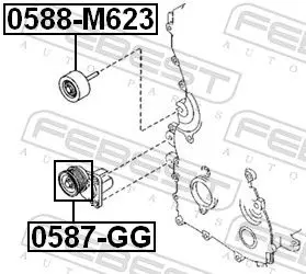 Handler.Part Tensioner pulley, v-ribbed belt FEBEST 0587GG 2