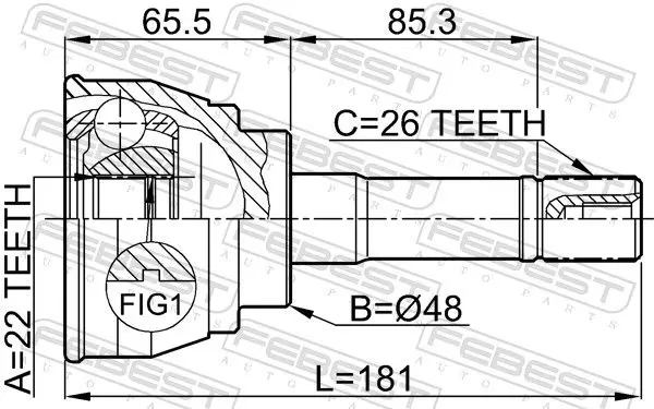 Handler.Part Joint, drive shaft FEBEST 0710012 2