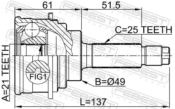 Handler.Part Joint, drive shaft FEBEST 0710018 2