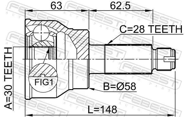 Handler.Part Joint, drive shaft FEBEST 0710036 2