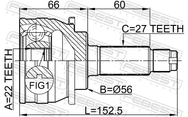 Handler.Part Joint, drive shaft FEBEST 0810007 2