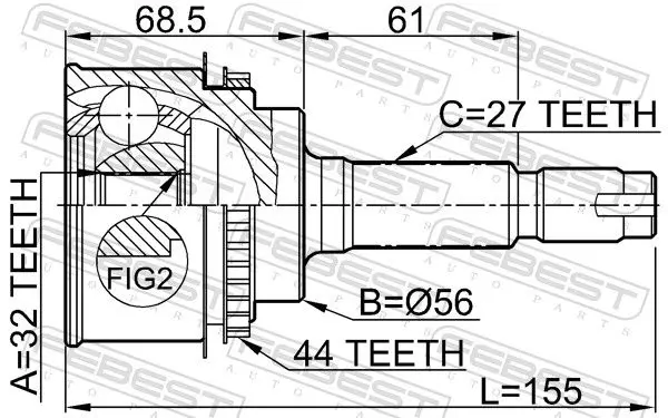 Handler.Part Joint, drive shaft FEBEST 0810027A44 2