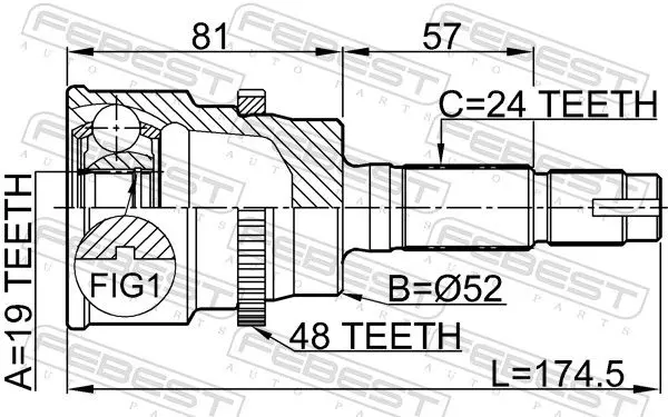 Handler.Part Joint, drive shaft FEBEST 0910012A48 2