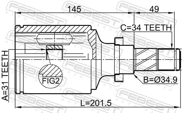 Handler.Part Joint kit, drive shaft FEBEST 1011J300RH 2