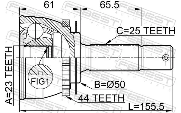 Handler.Part Joint, drive shaft FEBEST 1210002A44 2