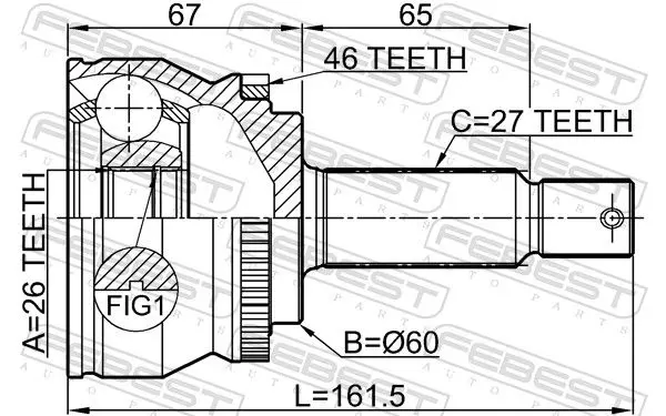 Handler.Part Joint kit, drive shaft FEBEST 1210CEEDA46 2