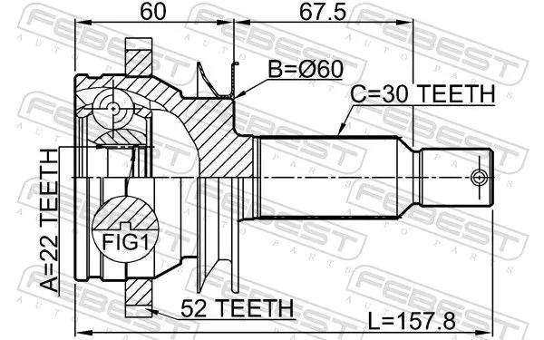 Handler.Part Joint kit, drive shaft FEBEST 1210CM10RA52 2