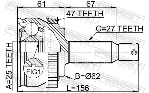 Handler.Part Joint, drive shaft FEBEST 1210NFA47 2