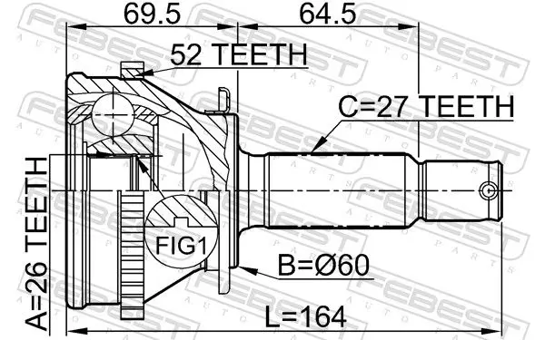 Handler.Part Joint kit, drive shaft FEBEST 1210SFA52 2