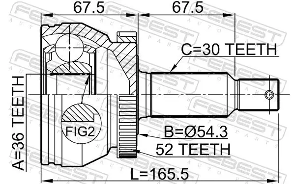 Handler.Part Joint kit, drive shaft FEBEST 1210SFCLA52 2