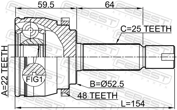 Handler.Part Joint, drive shaft FEBEST 1210SOLA48 2