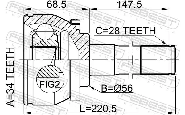 Handler.Part Joint, drive shaft FEBEST 1210TER 2