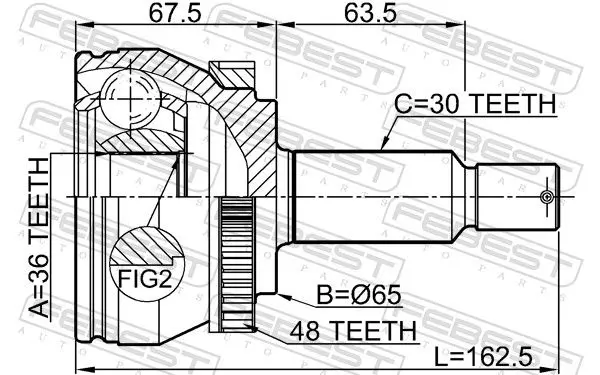 Handler.Part Joint, drive shaft FEBEST 1210TUCMTA48 2