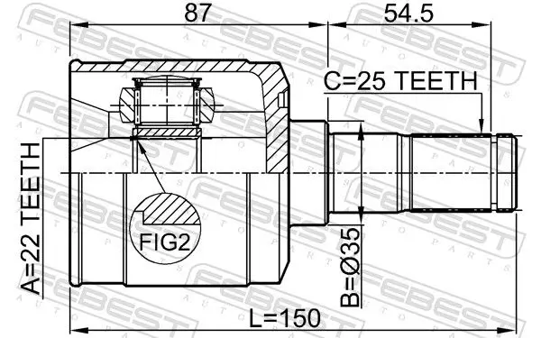 Handler.Part Joint, drive shaft FEBEST 1211ACCAT 2