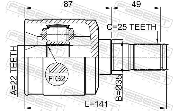 Handler.Part Joint, drive shaft FEBEST 1211ACCMT 2