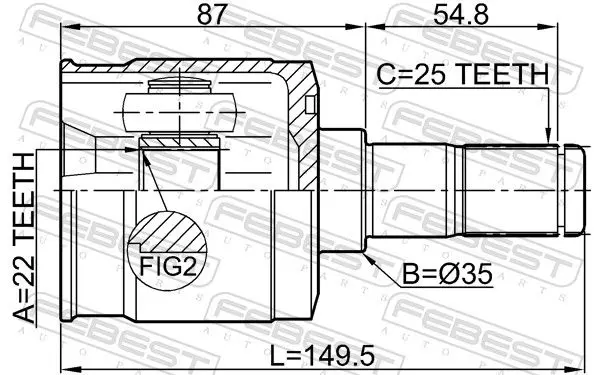 Handler.Part Joint kit, drive shaft FEBEST 1211CM10R 2