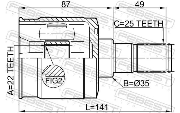 Handler.Part Joint, drive shaft FEBEST 1211GETMT 2