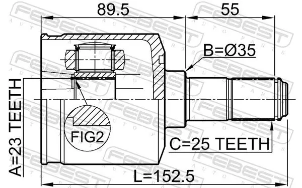 Handler.Part Joint, drive shaft FEBEST 1211LAN 2