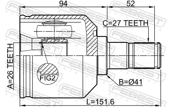 Handler.Part Joint kit, drive shaft FEBEST 1211SANFELH 2