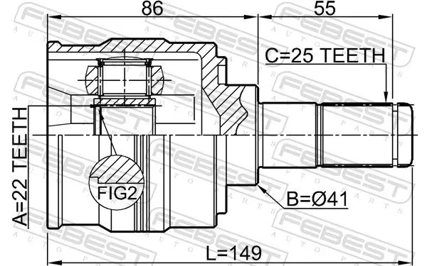 Handler.Part Joint, drive shaft FEBEST 1211SOL2WD 2