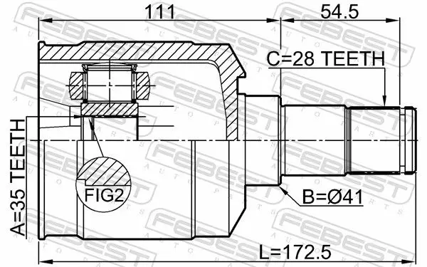 Handler.Part Joint kit, drive shaft FEBEST 1211TUCMT 2