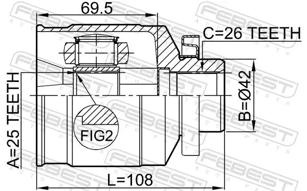 Handler.Part Joint, drive shaft FEBEST 1211TUCRH 2