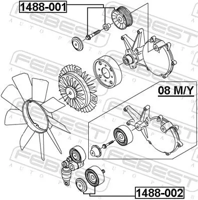 Handler.Part Deflection/guide pulley, v-ribbed belt FEBEST 1488001 2