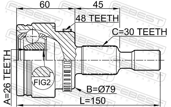 Handler.Part Joint, drive shaft FEBEST 1610163A48 2