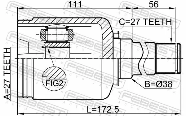 Handler.Part Joint, drive shaft FEBEST 1611221FRH 2