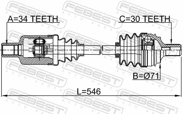 Handler.Part Drive shaft FEBEST 1614221FLH 2