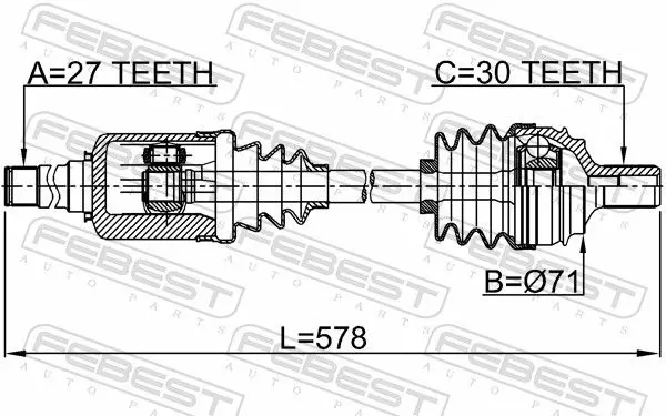 Handler.Part Drive shaft FEBEST 1614221FRH 2