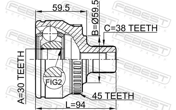 Handler.Part Joint kit, drive shaft FEBEST 1710099A45 2