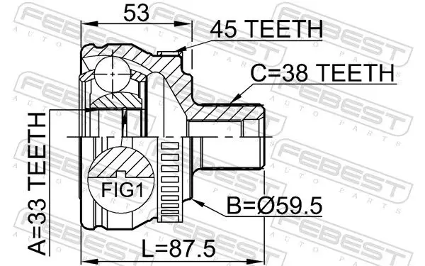 Handler.Part Joint kit, drive shaft FEBEST 1710A4A45 2