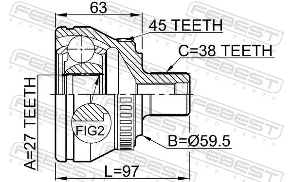 Handler.Part Joint kit, drive shaft FEBEST 1710A4B6A45 2